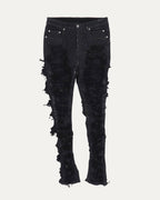 Layered Distressed Denim Jeans