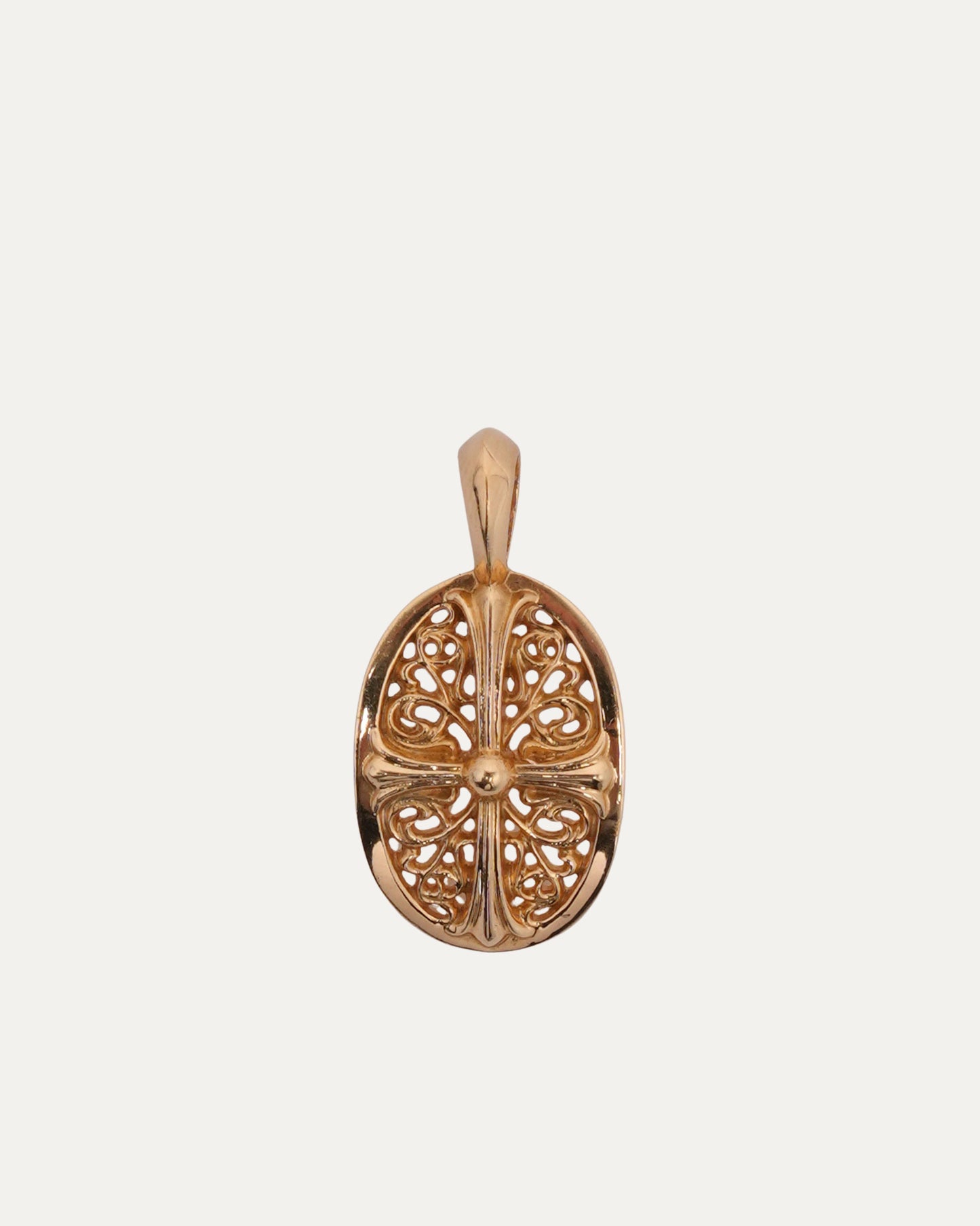 Gold Oval Cross Pendant