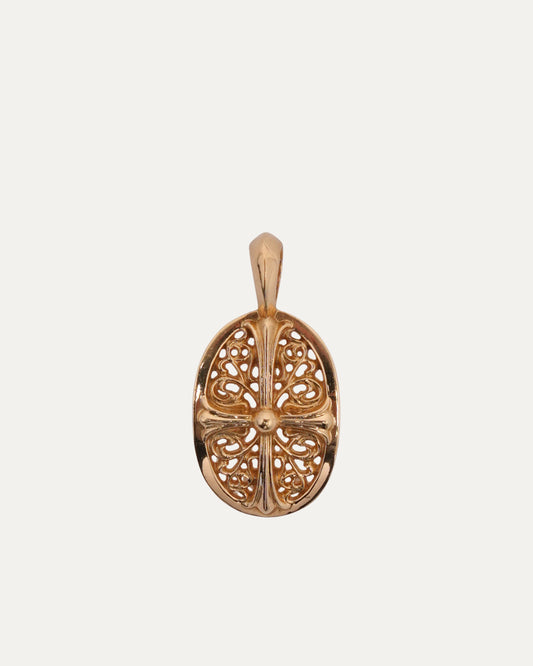 Gold Oval Cross Pendant