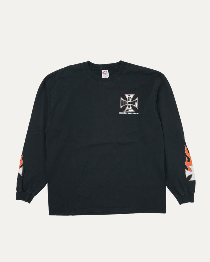 The Hideaway Grill Flaming Cross Long Sleeve T-Shirt