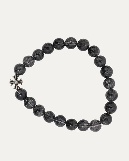 8mm Rutilated Quartz Plus Cross Bead Bracelet