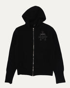 Cemetery Cross Patch Cashmere Zip Up Hooded Sweater