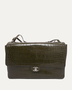 Embossed Crocodile Maxi Flap Bag