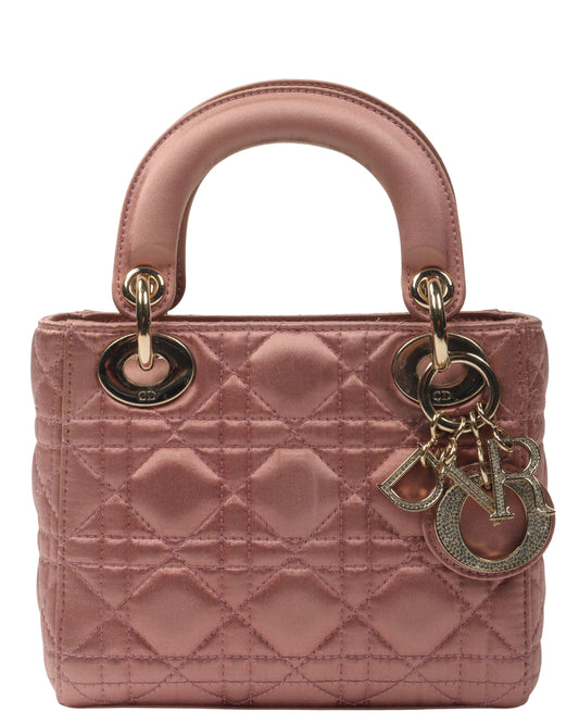 Mini Lady Dior Satin Swarovski Crystal Cannage Bag