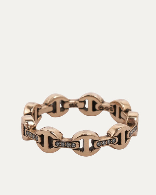 Gold Diamond Micro Dame Tri Link Ring
