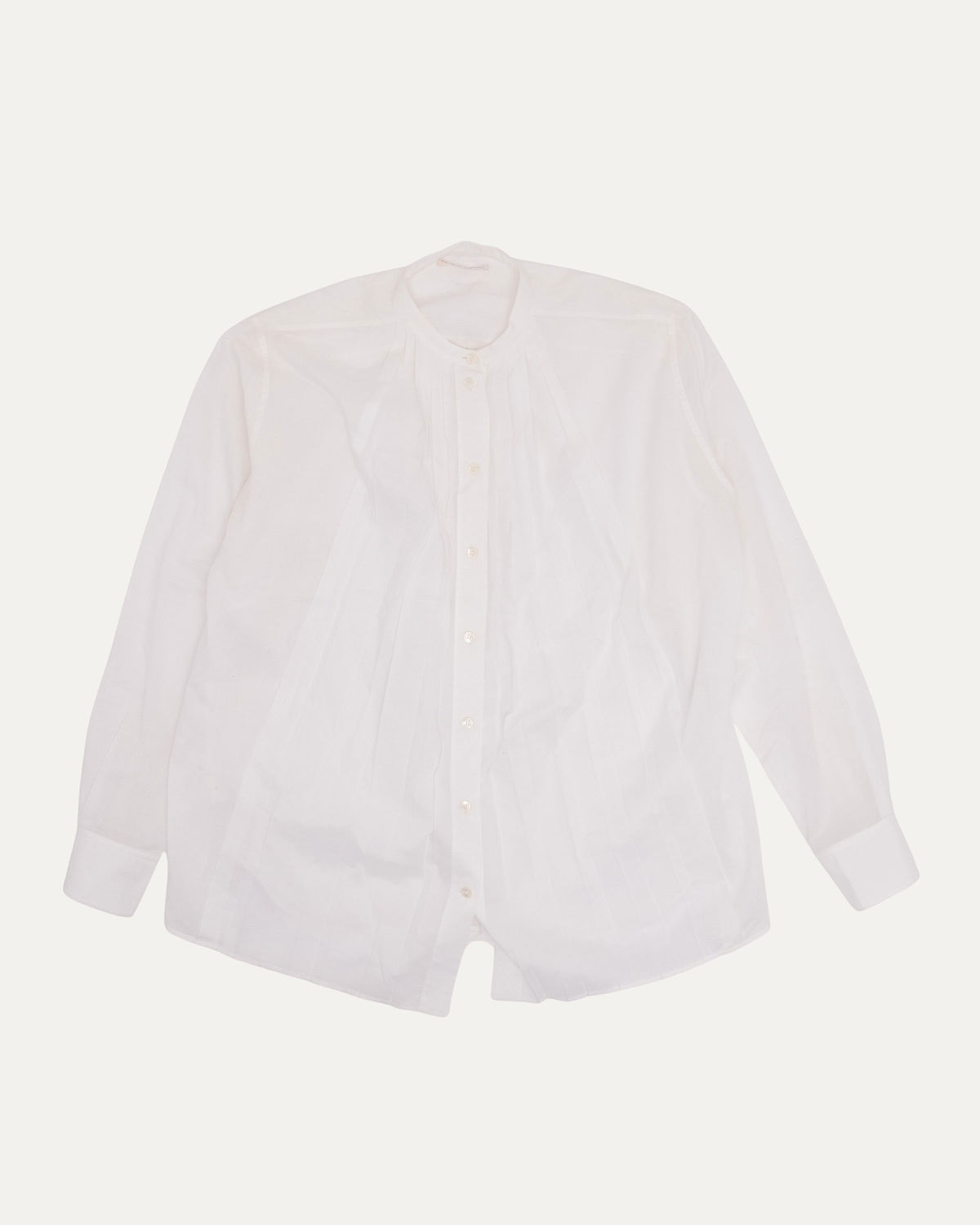 Band Collar Pleated Shirt