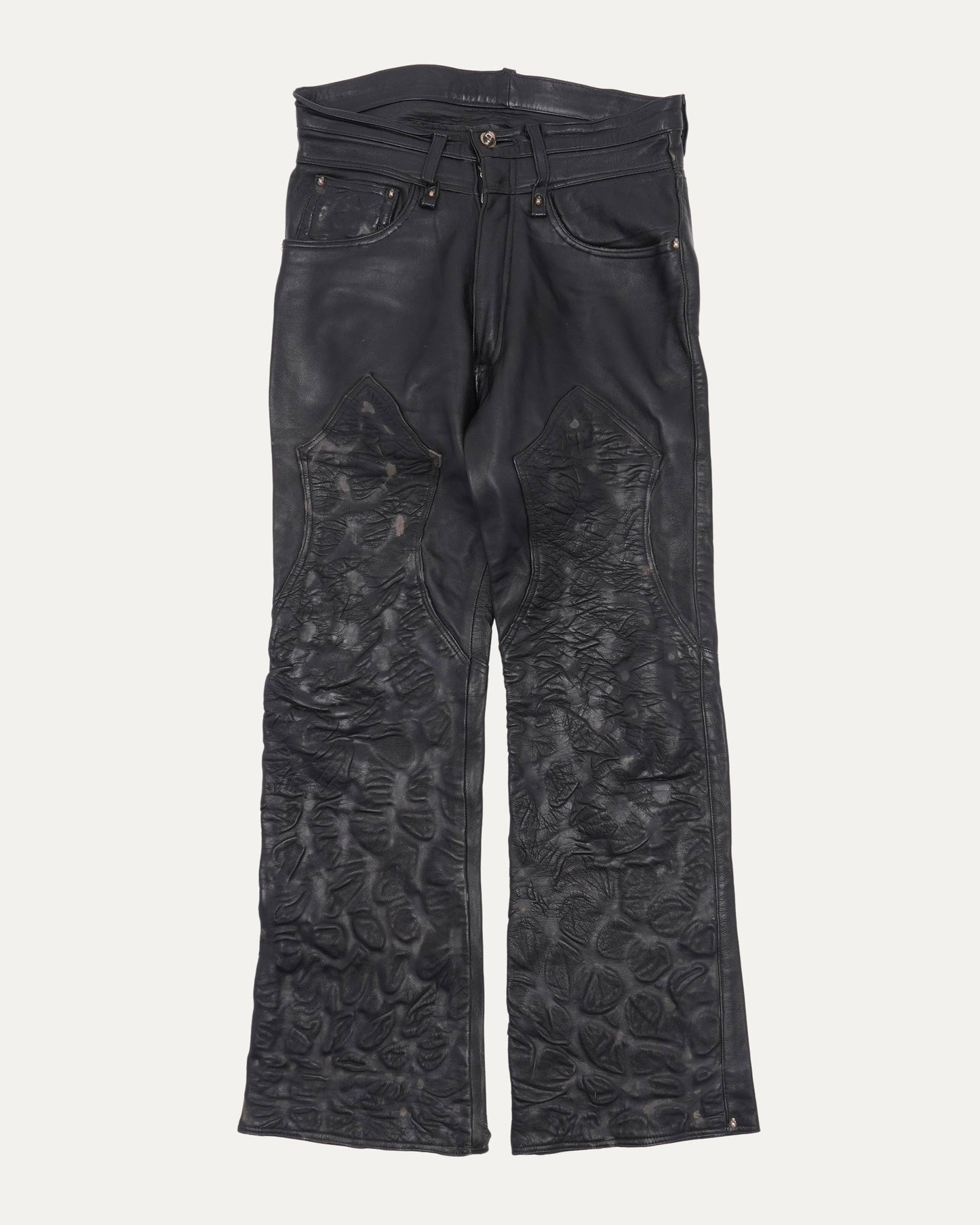 Contrast Panel Leather Pants
