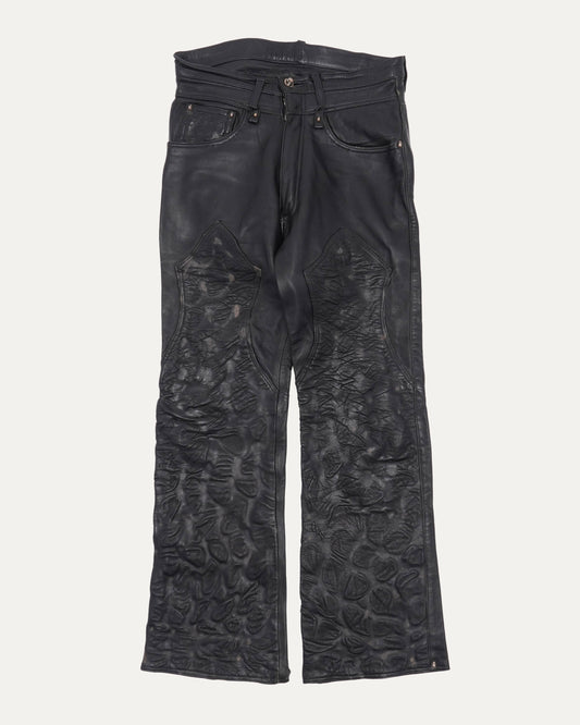 Contrast Panel Leather Pants