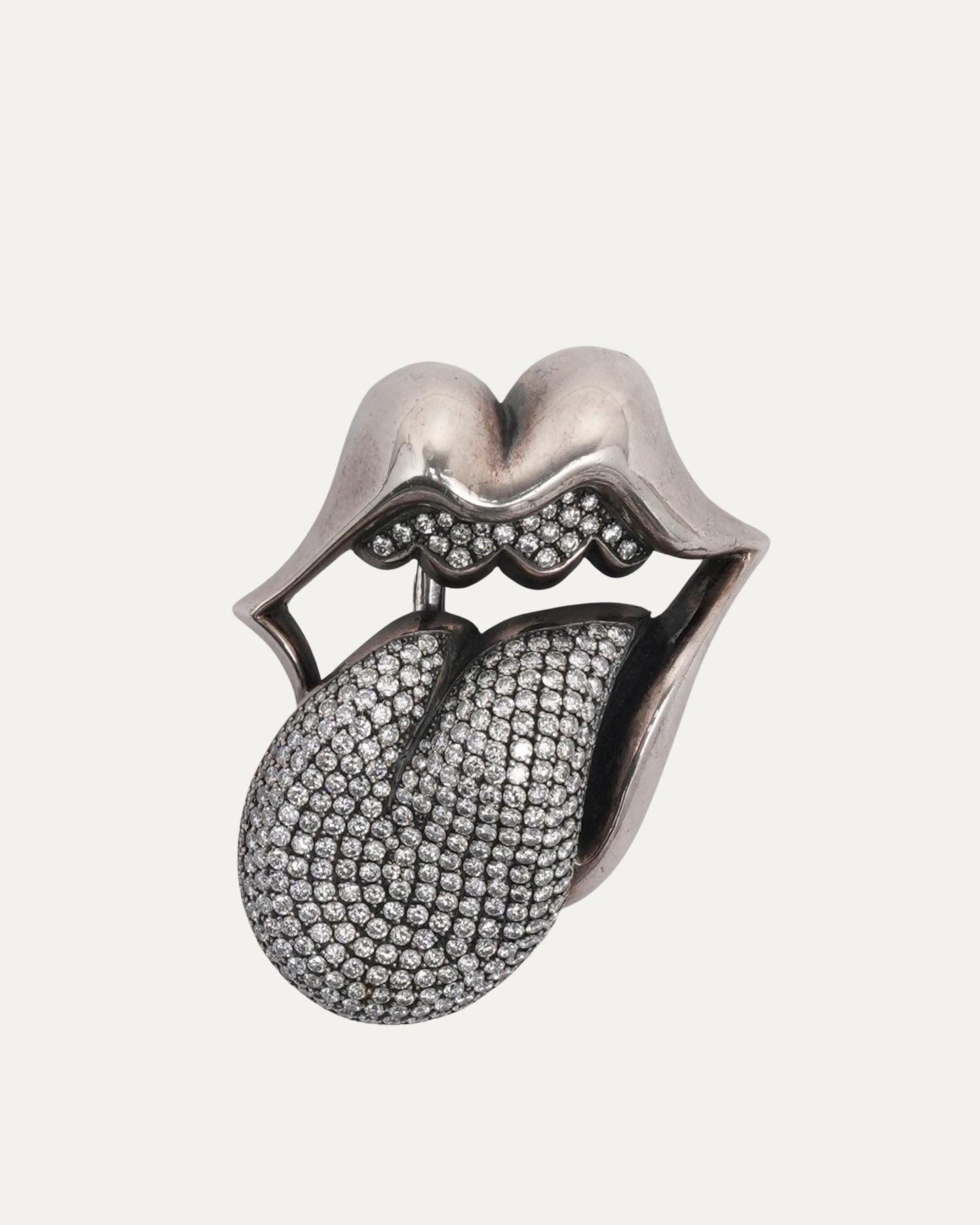 Diamond Rolling Stones Tongue and Lips Belt Buckle