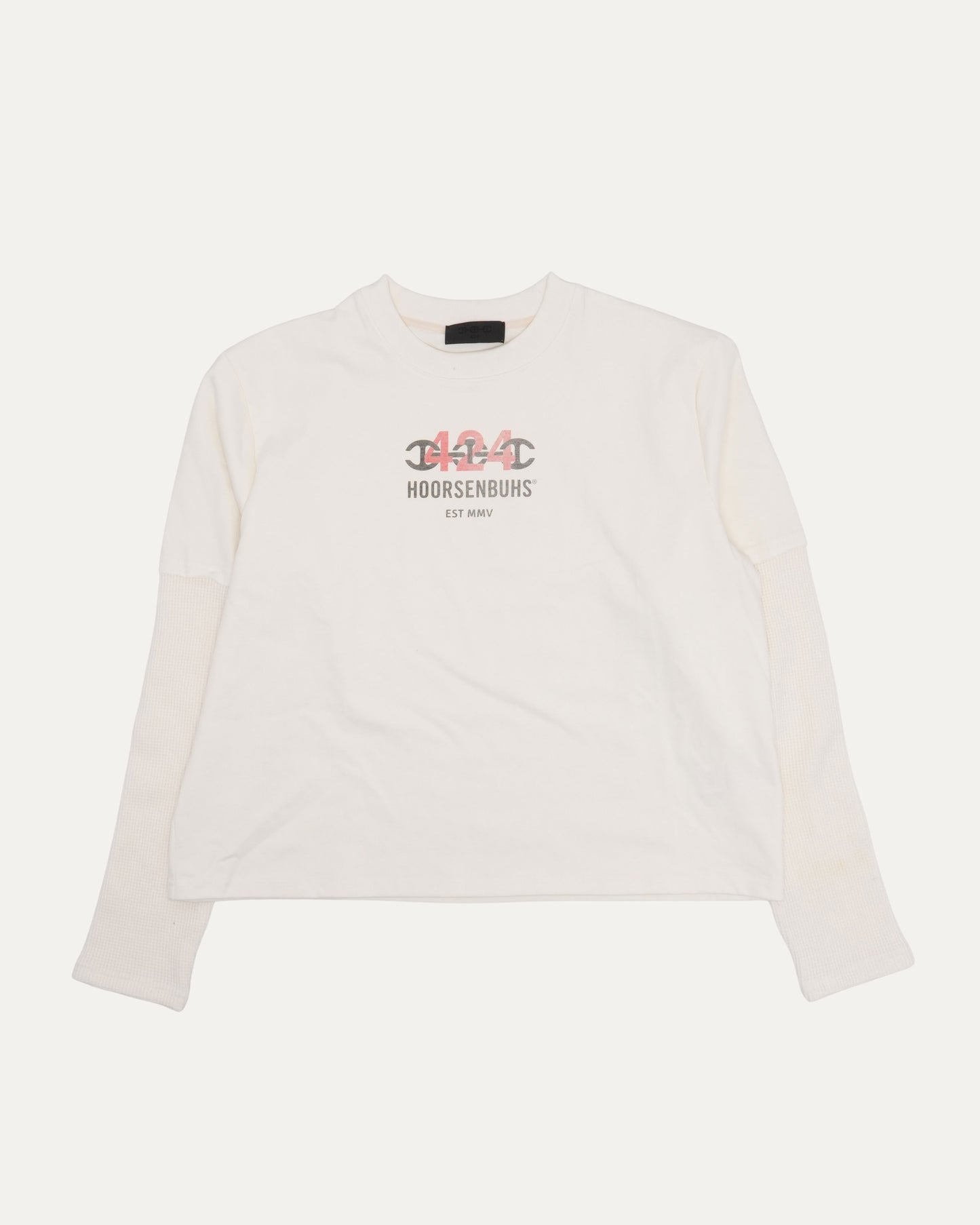 Hoorsenbuhs Cropped Double Sleeve Thermal Layered Long Sleeve T-Shirt