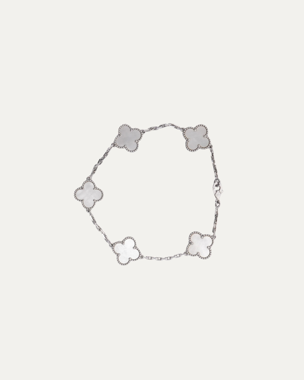 White Gold Mother of Pearl Vintage Alhambra Bracelet