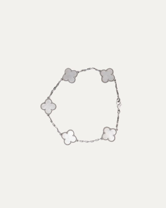 White Gold Mother of Pearl Vintage Alhambra Bracelet