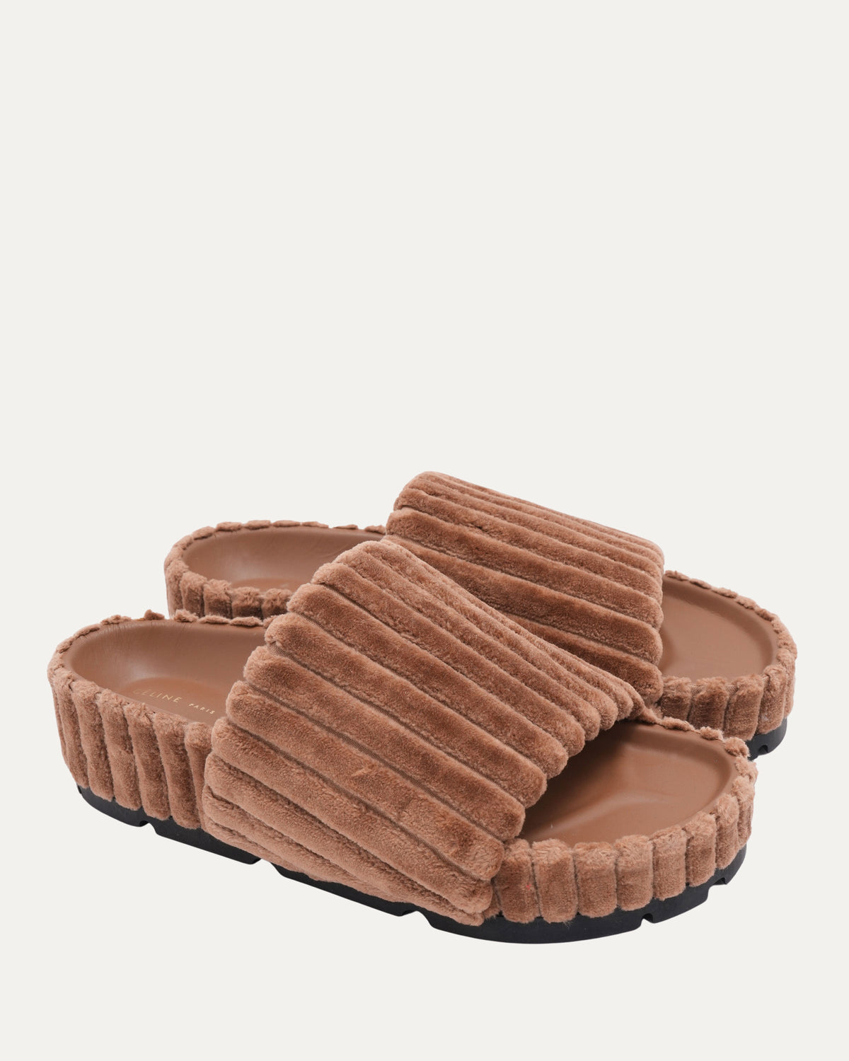 Ribbed Velvet Slides