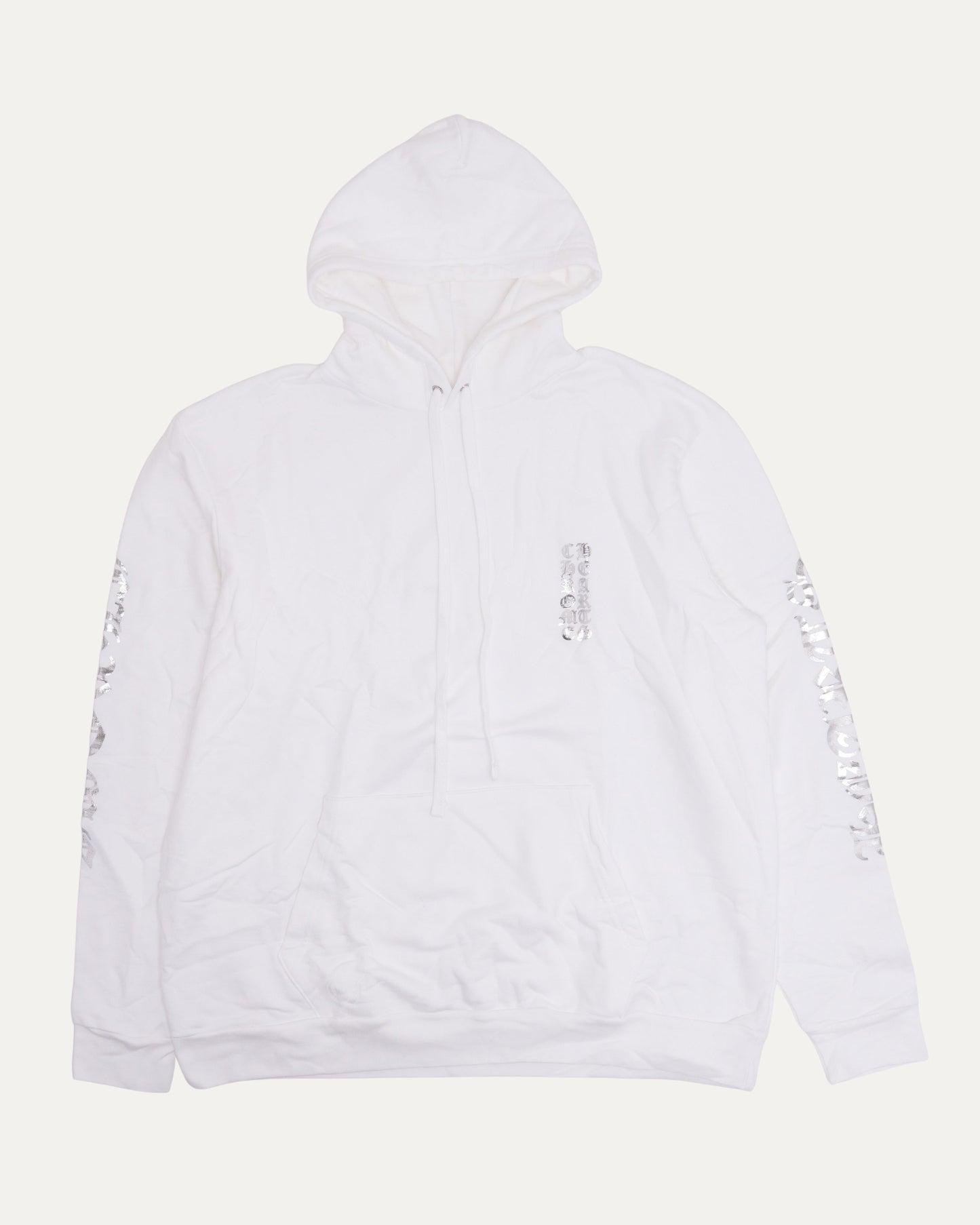 Metallic Print Vertical Logo Hoodie