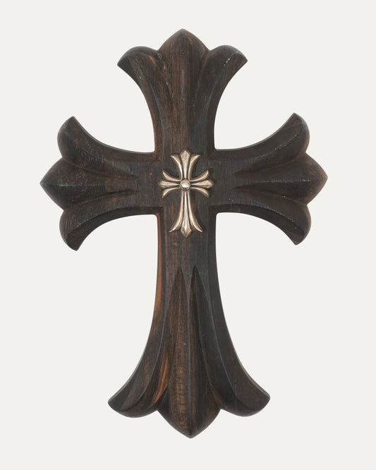Silver Embellished Ebony Wood Cross
