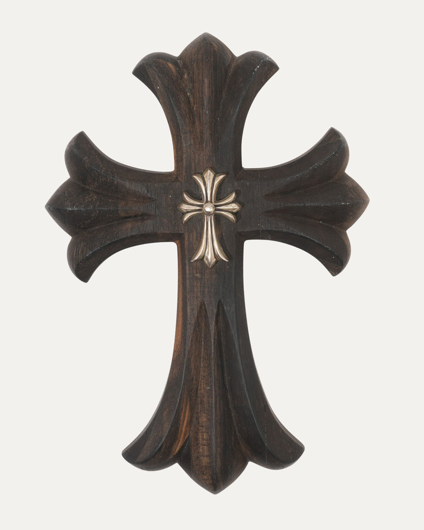 Silver Embellished Ebony Wood Cross