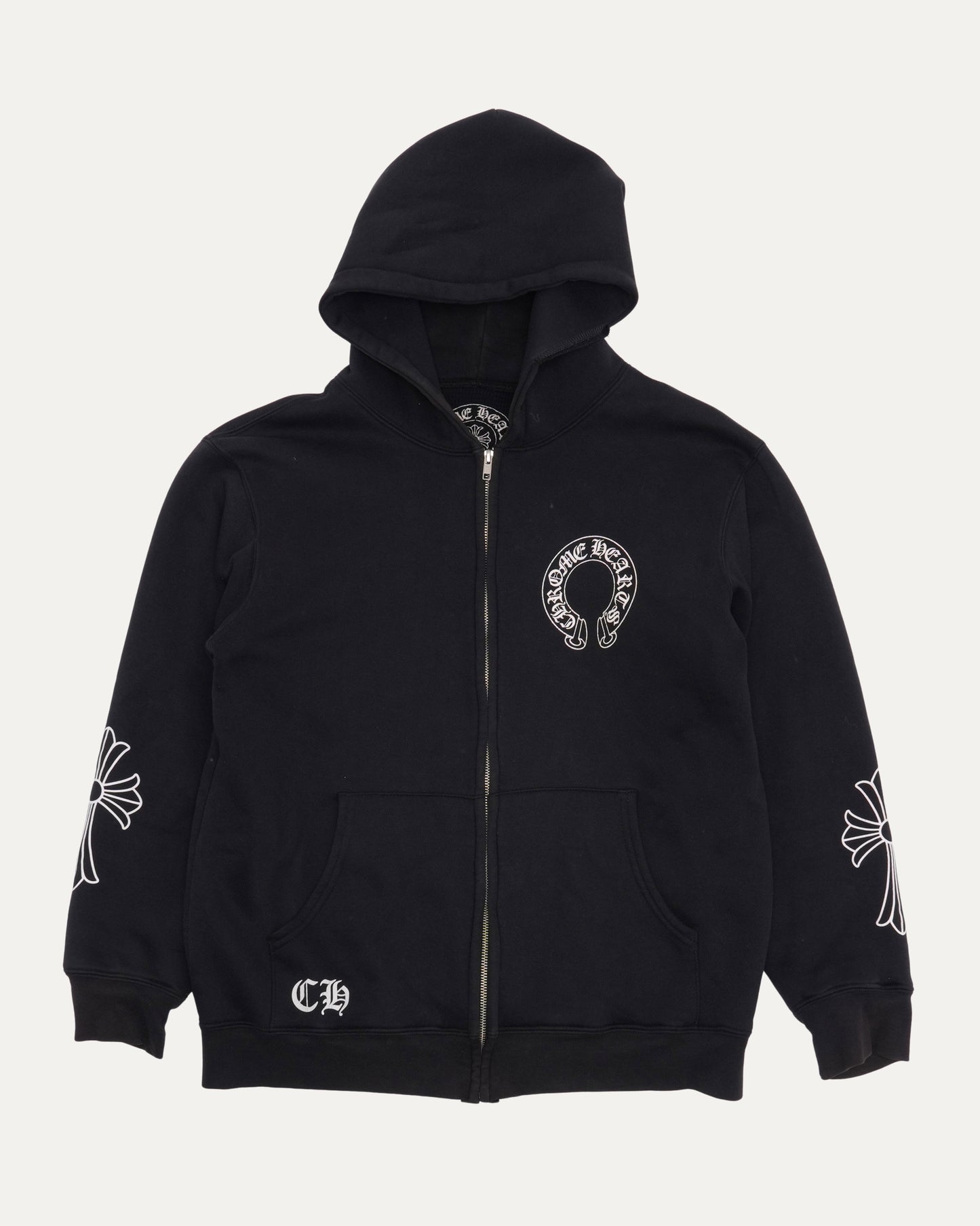 Vintage Scroll Logo Thermal Lined Zip Up Hoodie
