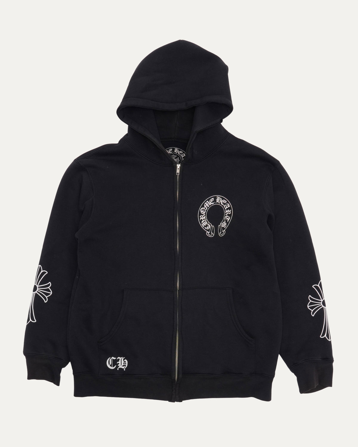 Vintage Scroll Logo Thermal Lined Zip Up Hoodie