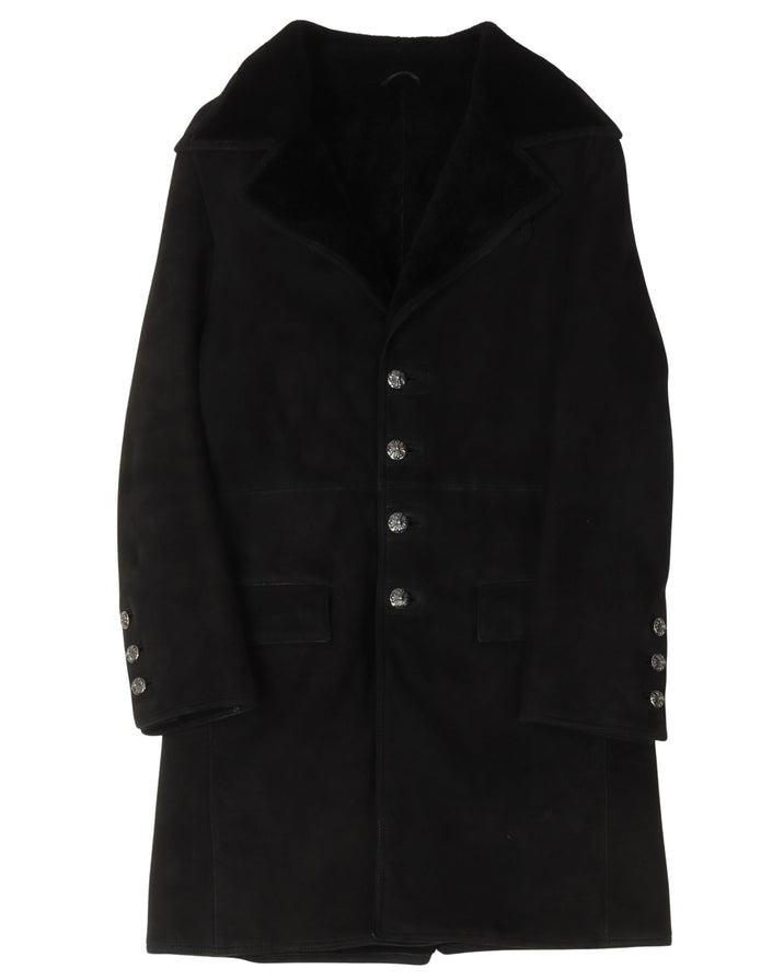 Shearling Lined Suede Leather Coat