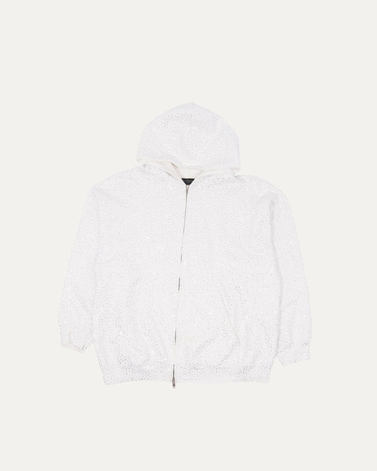 Crystal Embellished Zip-Up Hoodie