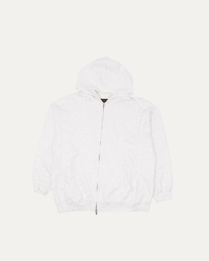 Crystal Embellished Zip-Up Hoodie