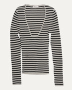 Scoop Neck Ribbed Striped Top