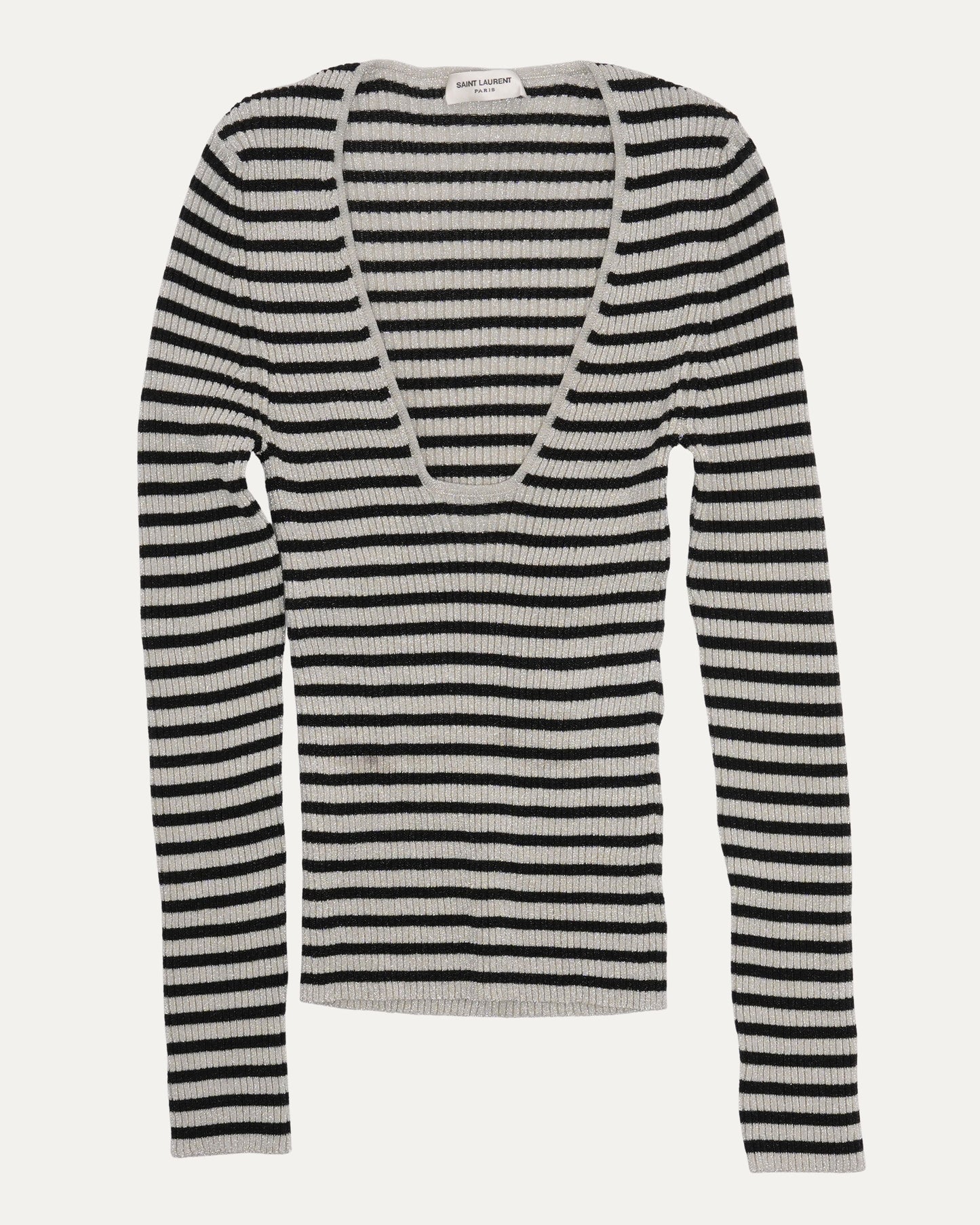 Scoop Neck Ribbed Striped Top