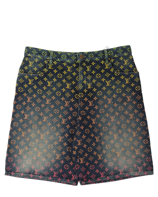 Multicolor Monogram Denim Shorts