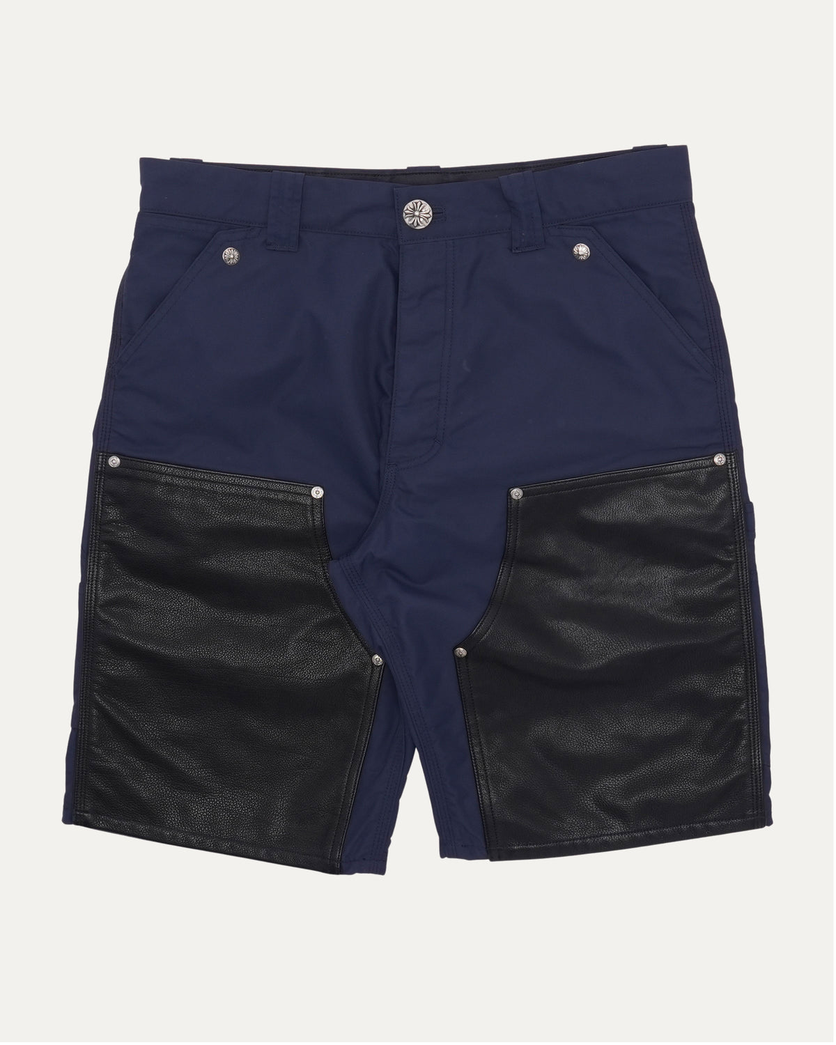 Nylon and Leather Double Knee Shorts