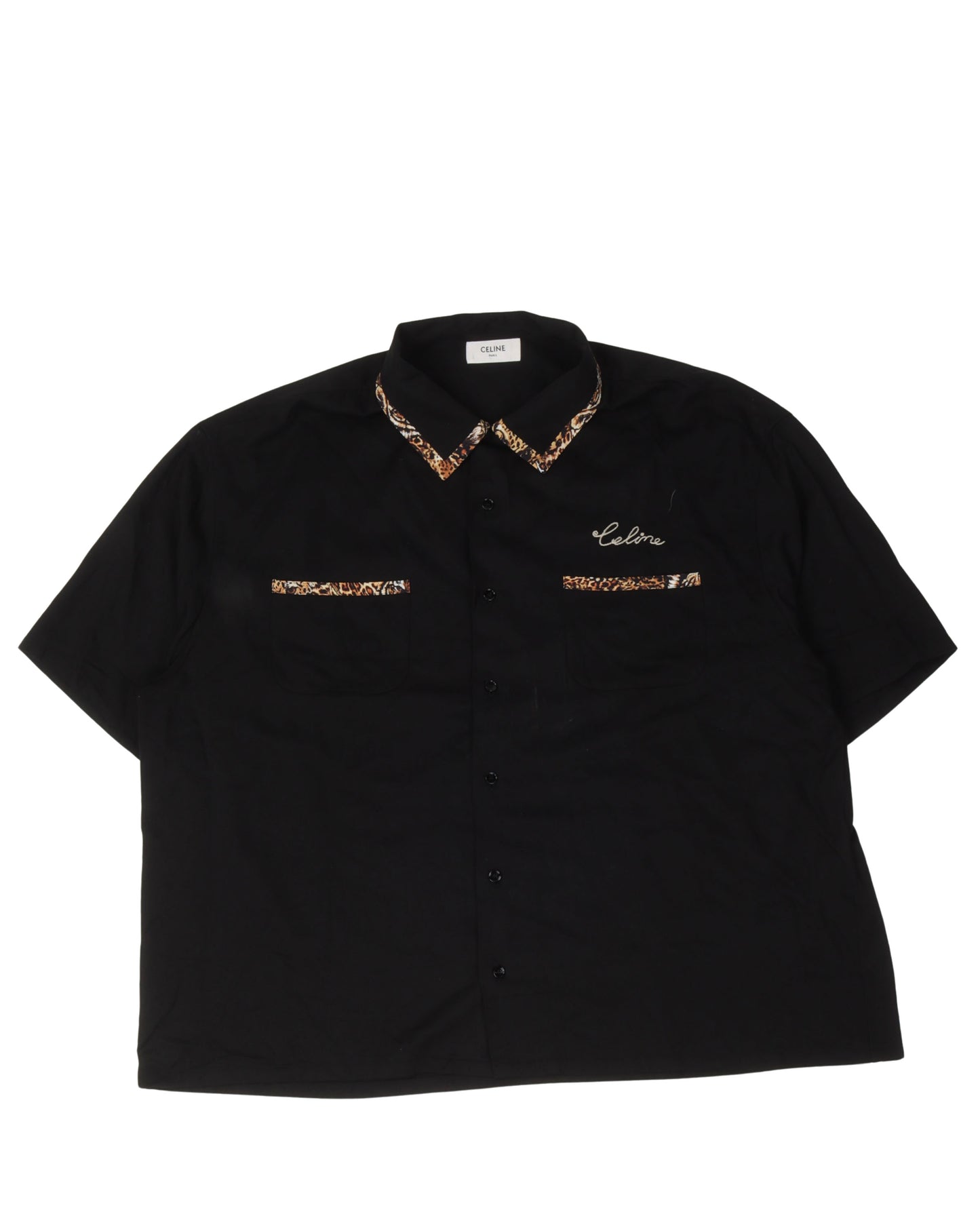 Leopard Trim Bowling Shirt