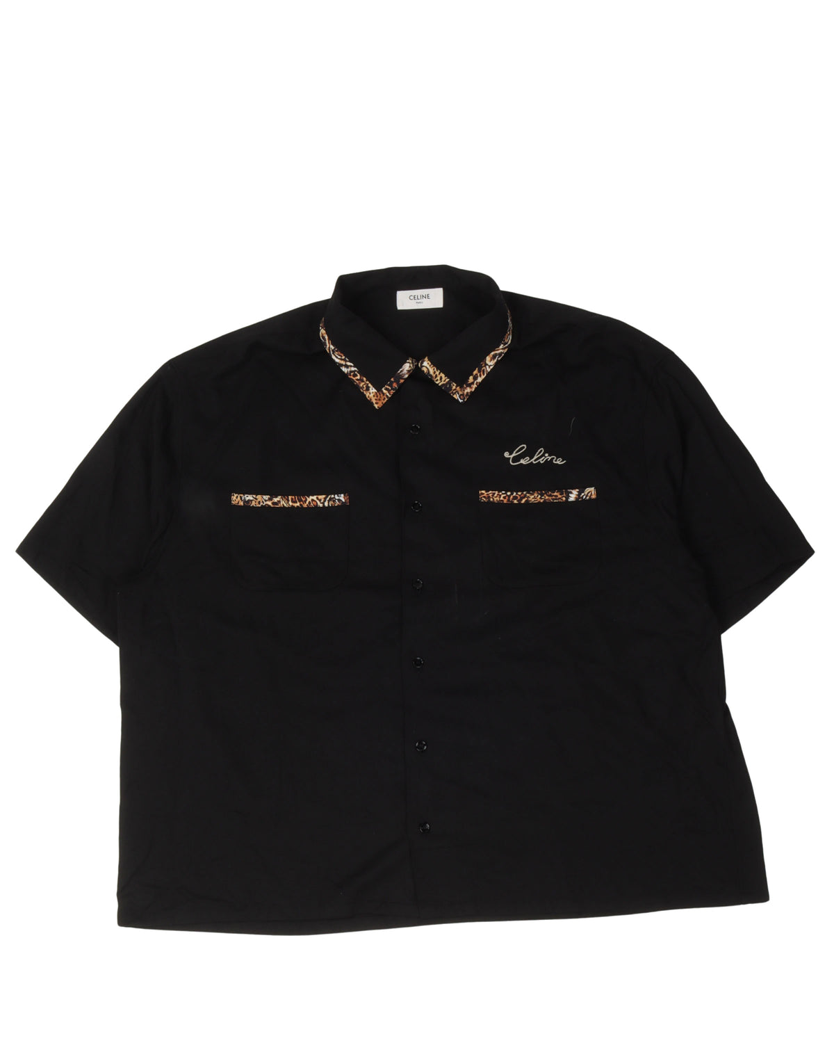 Leopard Trim Bowling Shirt