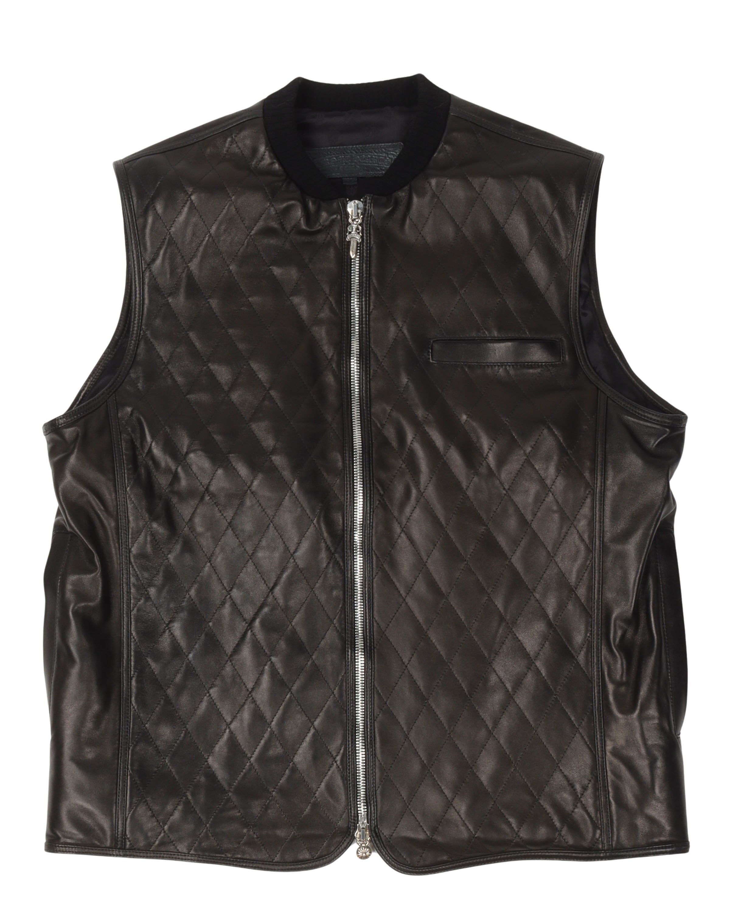 Quilted Leather Cross Patch Vest