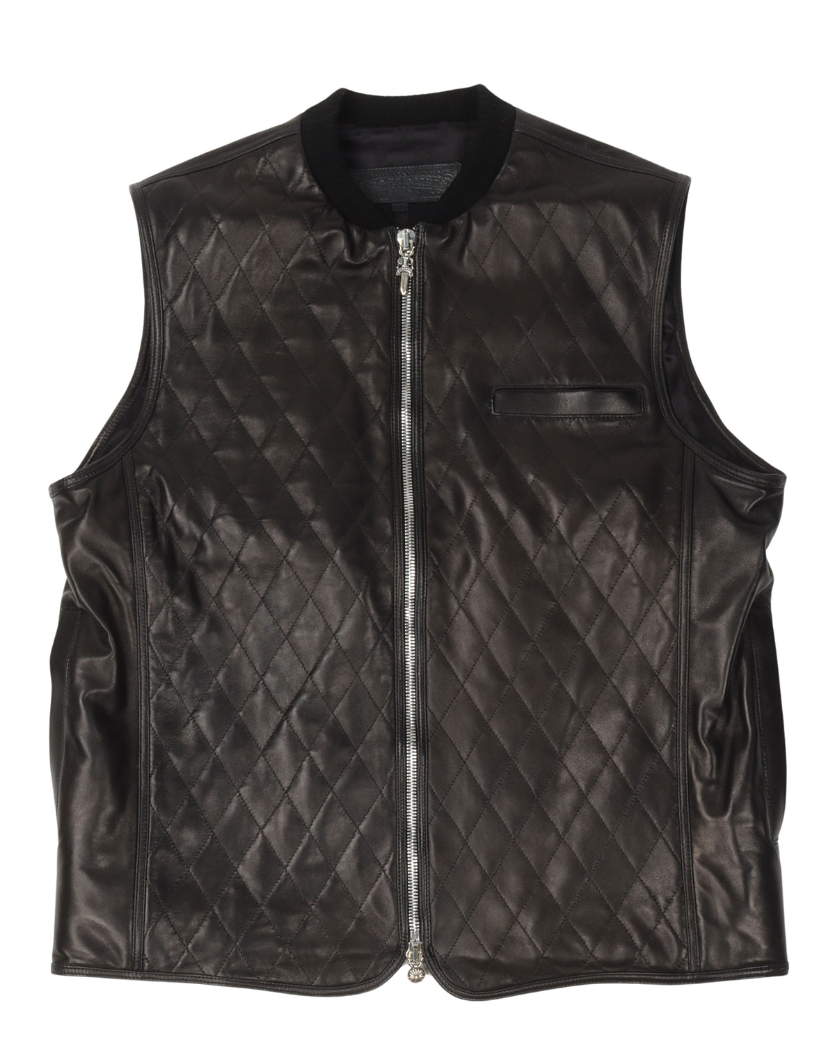 Quilted Leather Cross Patch Vest