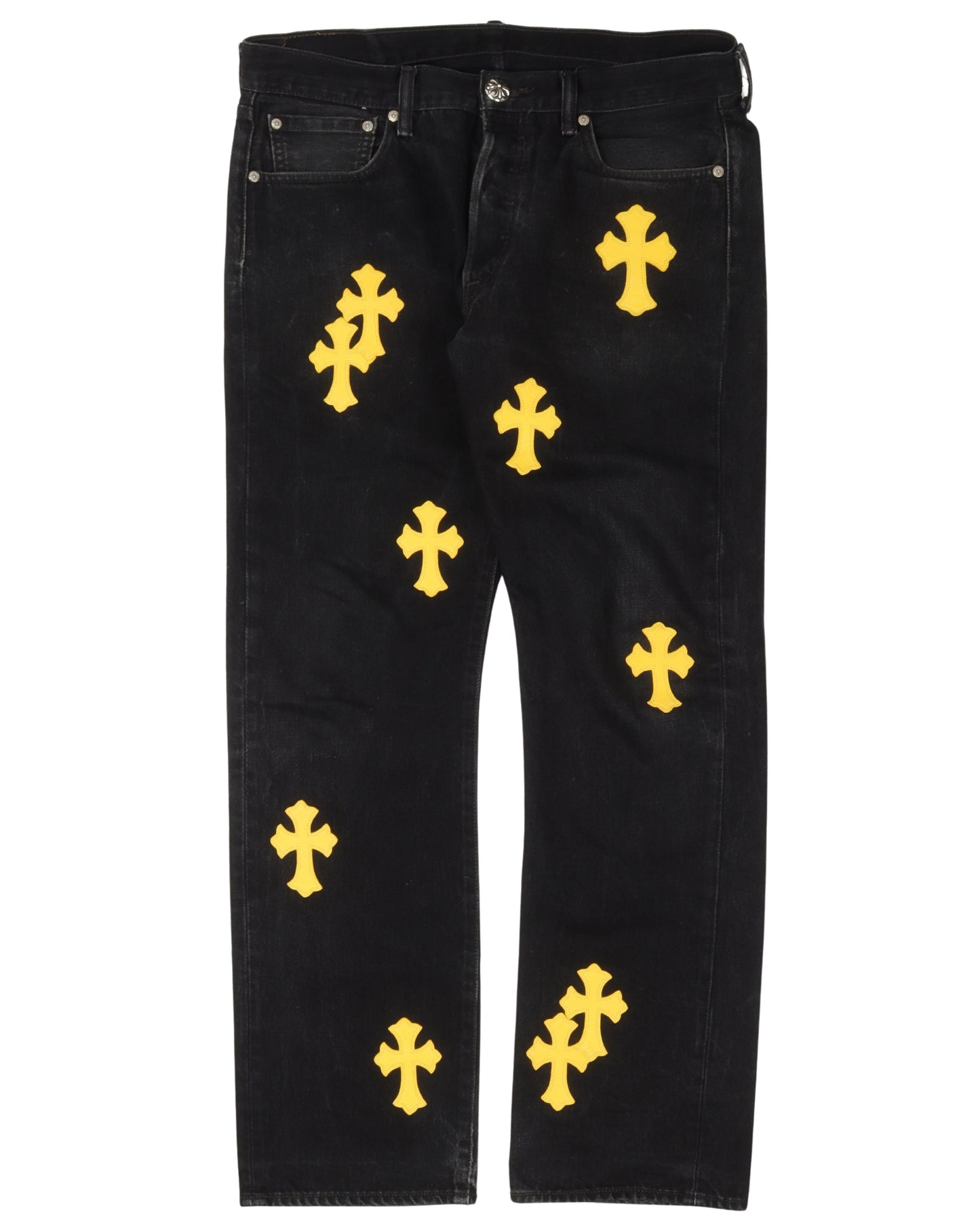 Leather Cross Patch Jeans