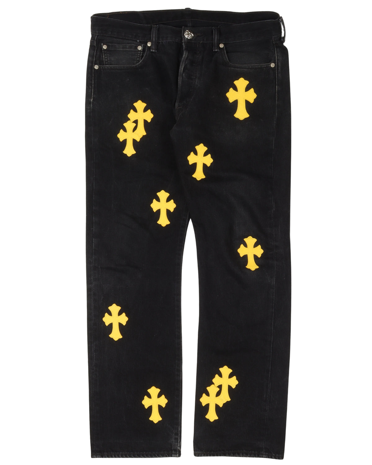 Leather Cross Patch Jeans