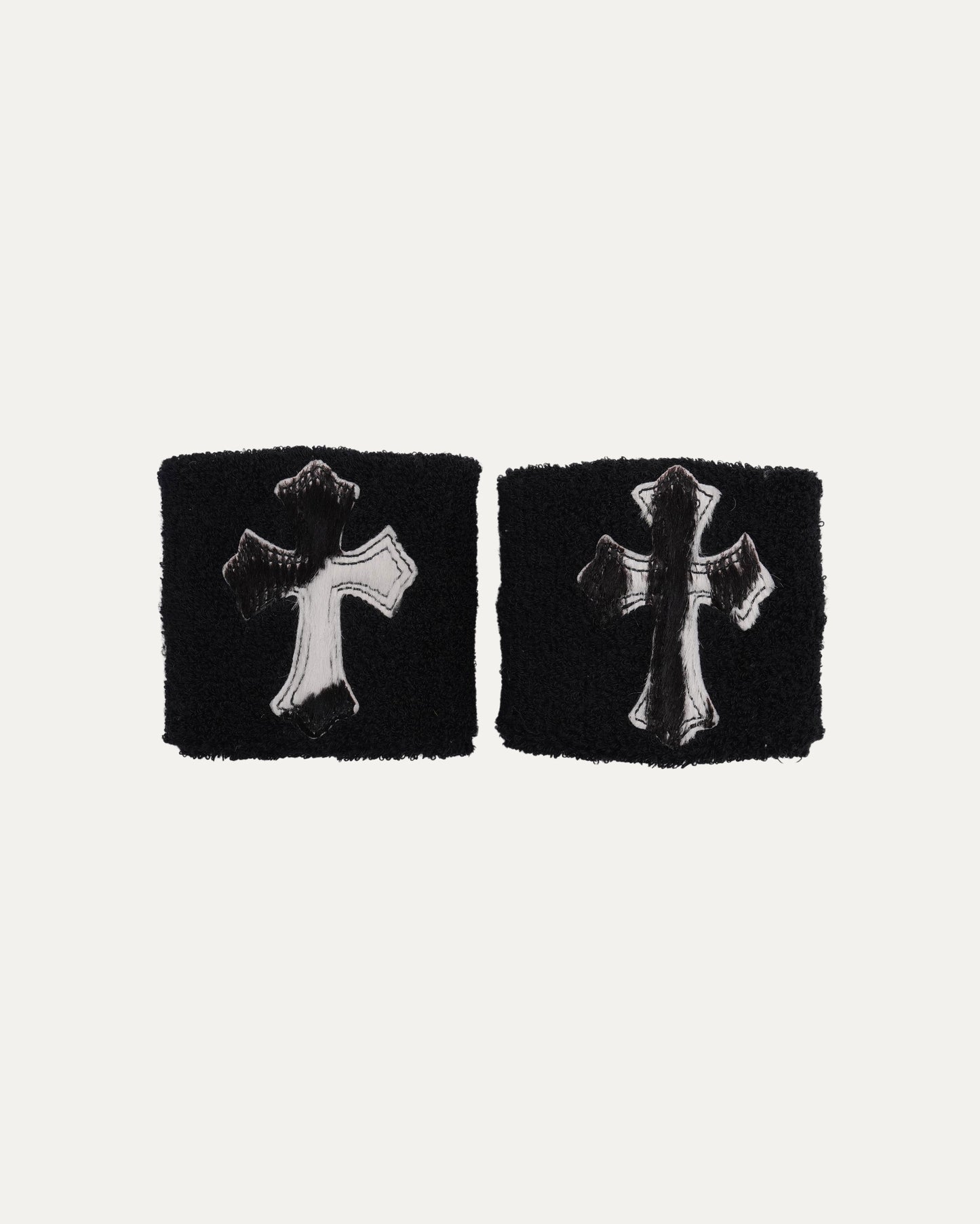 Pony Hair Cross Patch Wrist Sweatbands
