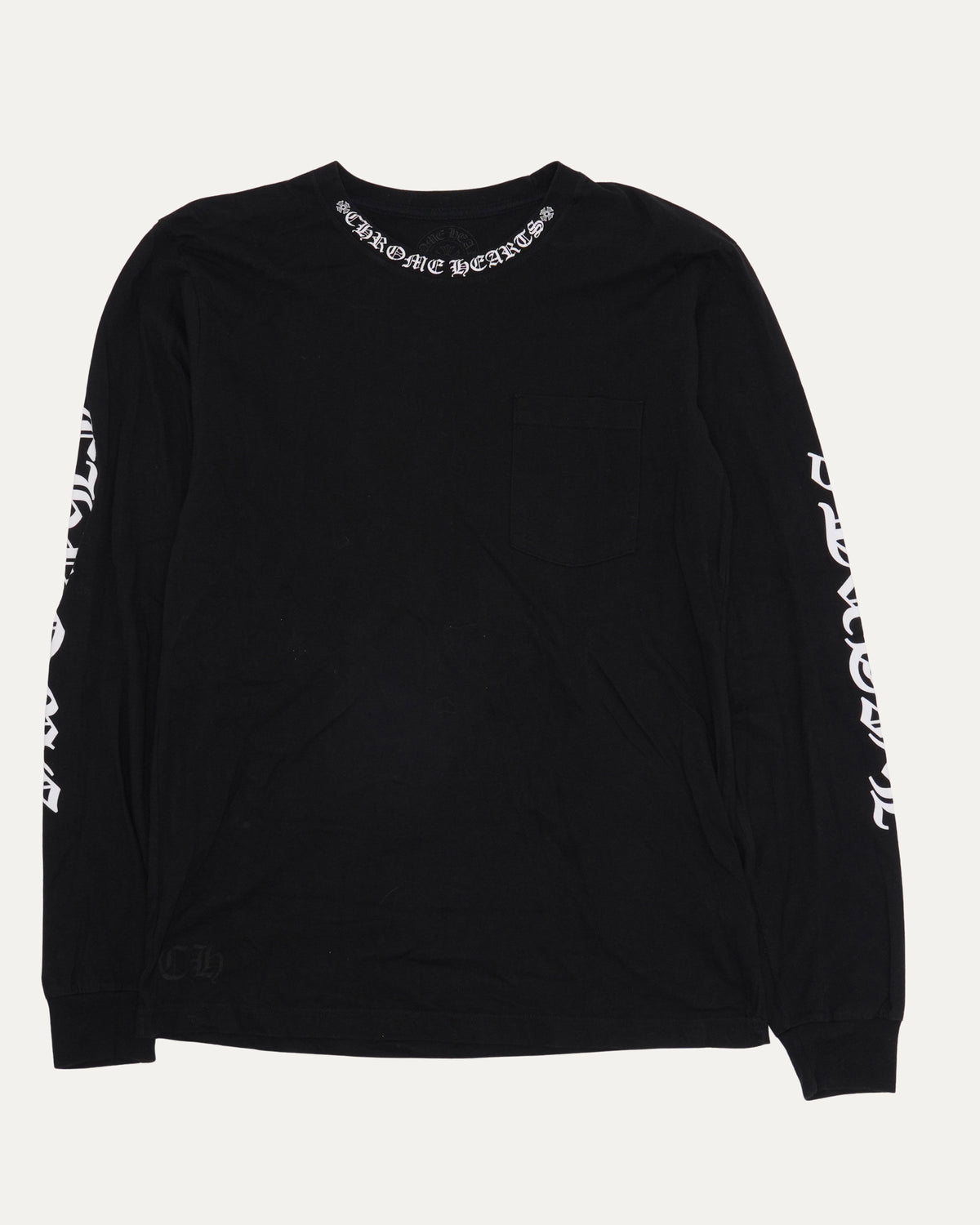 Neck Logo Long Sleeve Pocket T-Shirt