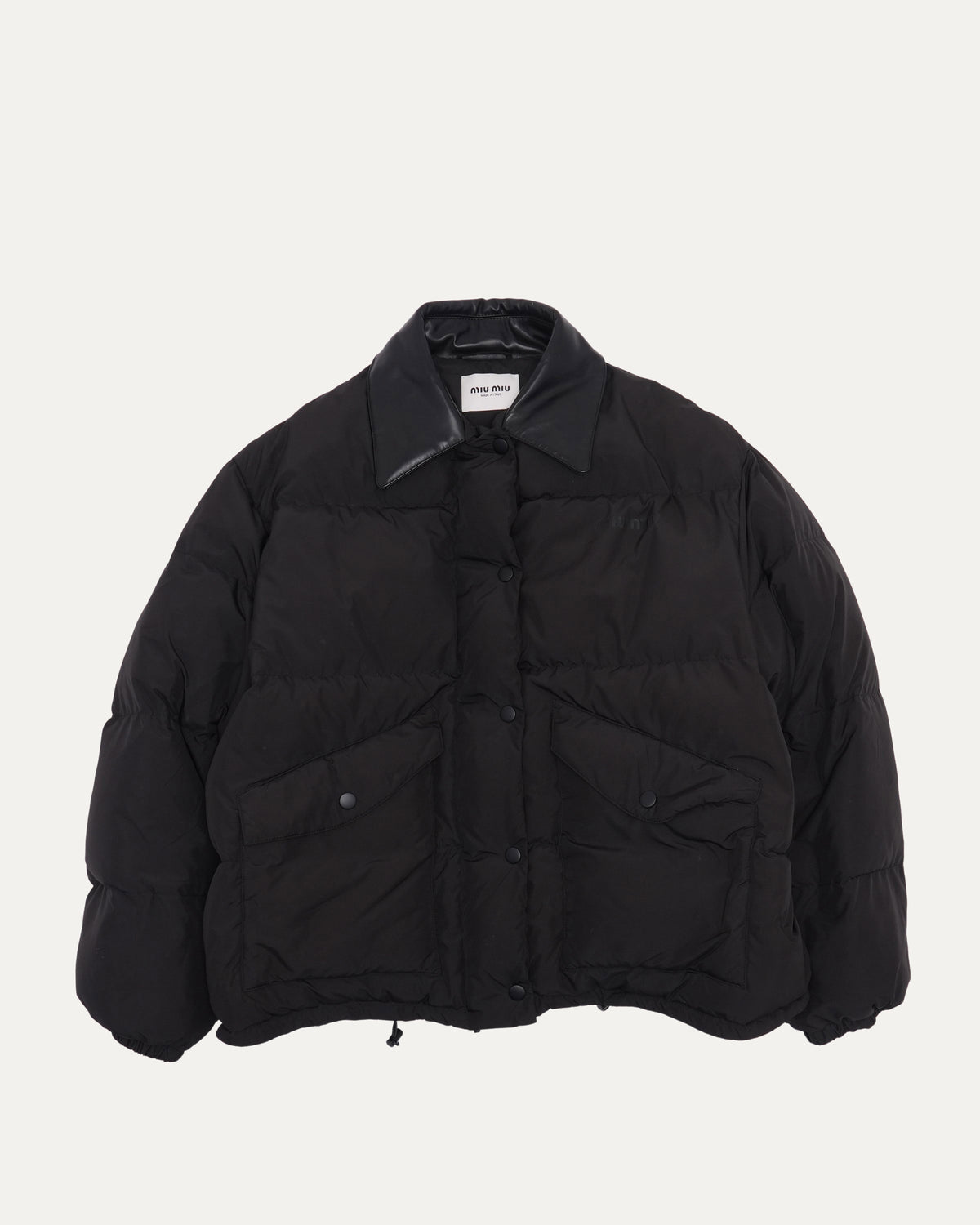 Leather Collared Puffer Jacket