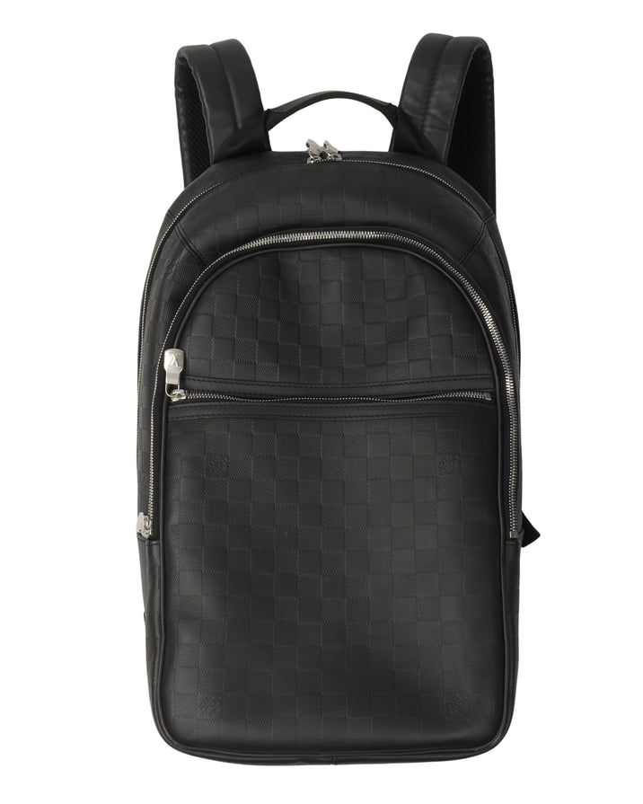 Michael Embossed Damier Monogram Leather Backpack