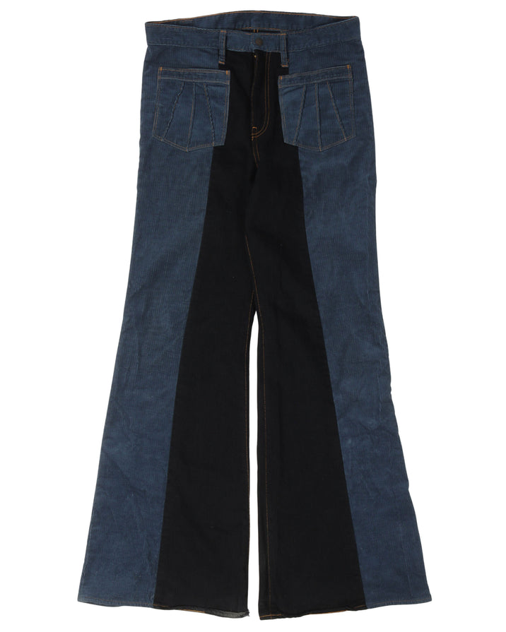 Corduroy Flared Color Blocked Pants