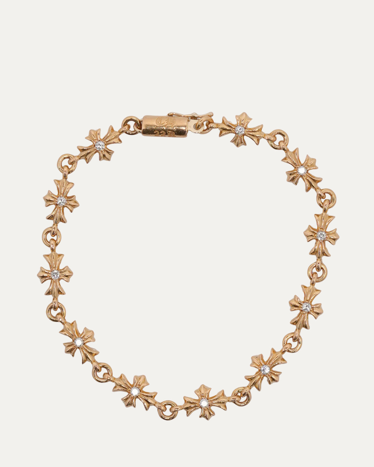 Gold Diamond Tiny E Bracelet