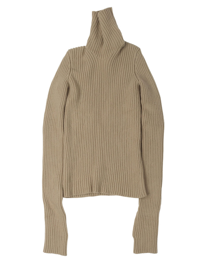 Ribbed Cutout Turtleneck Sweater
