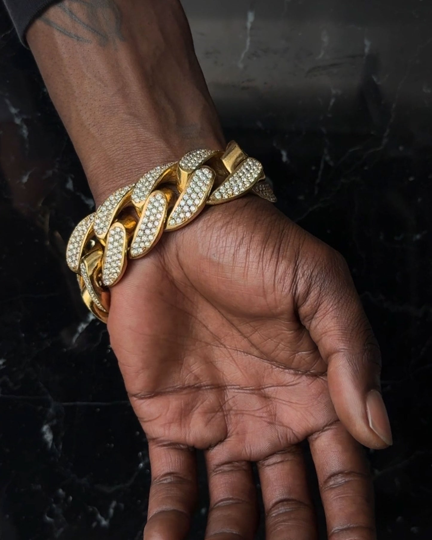 Gold Diamond XL Fleur Box ID Bracelet