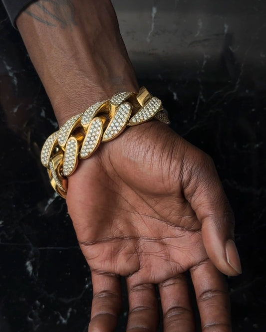 Gold Diamond XL Fleur Box ID Bracelet