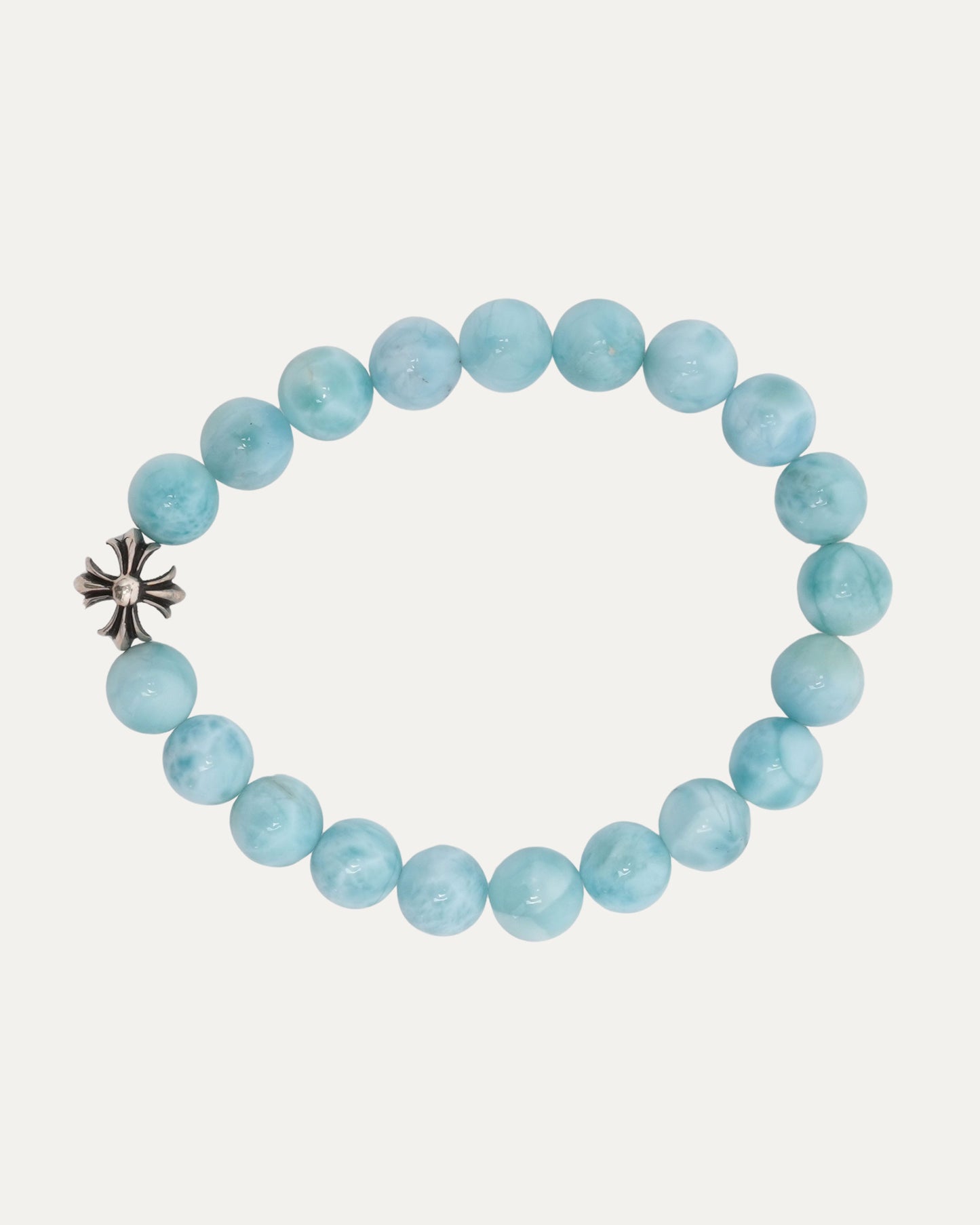 6mm Larimar Plus Cross Bead Bracelet