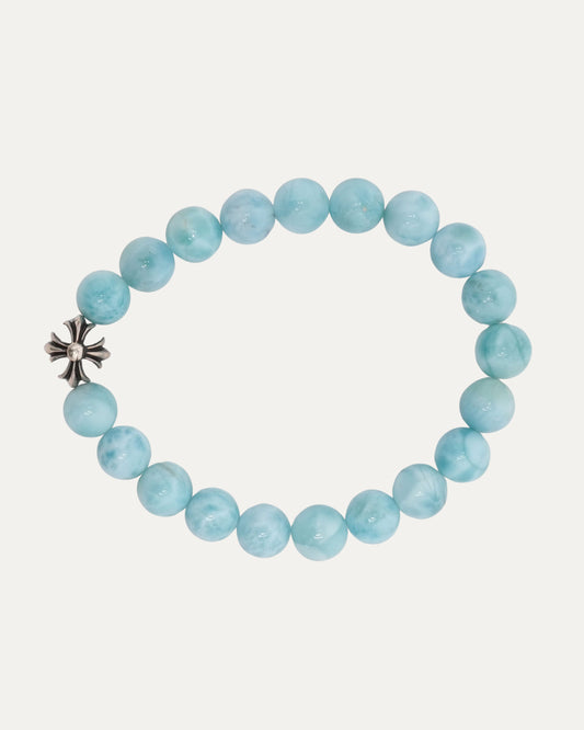 6mm Larimar Plus Cross Bead Bracelet