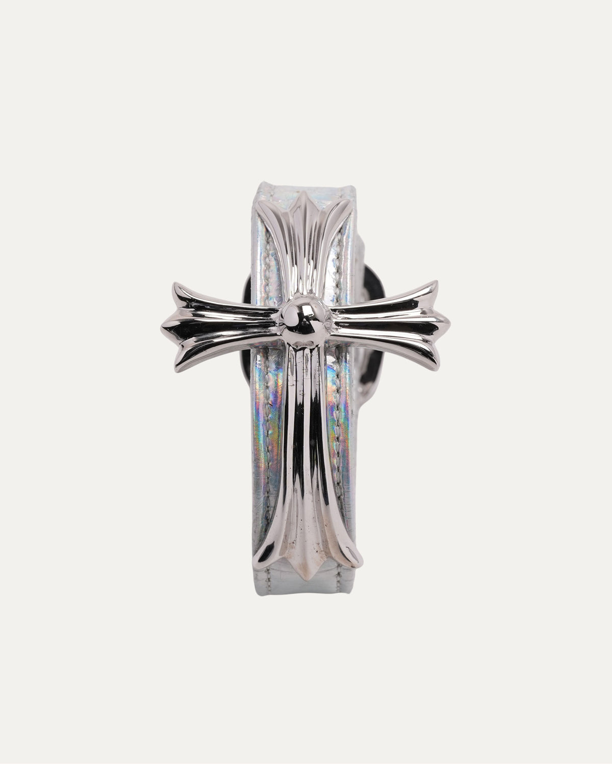 Silver Cross and Leather Gunslinger Bracelet