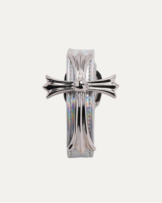 Silver Cross and Leather Gunslinger Bracelet