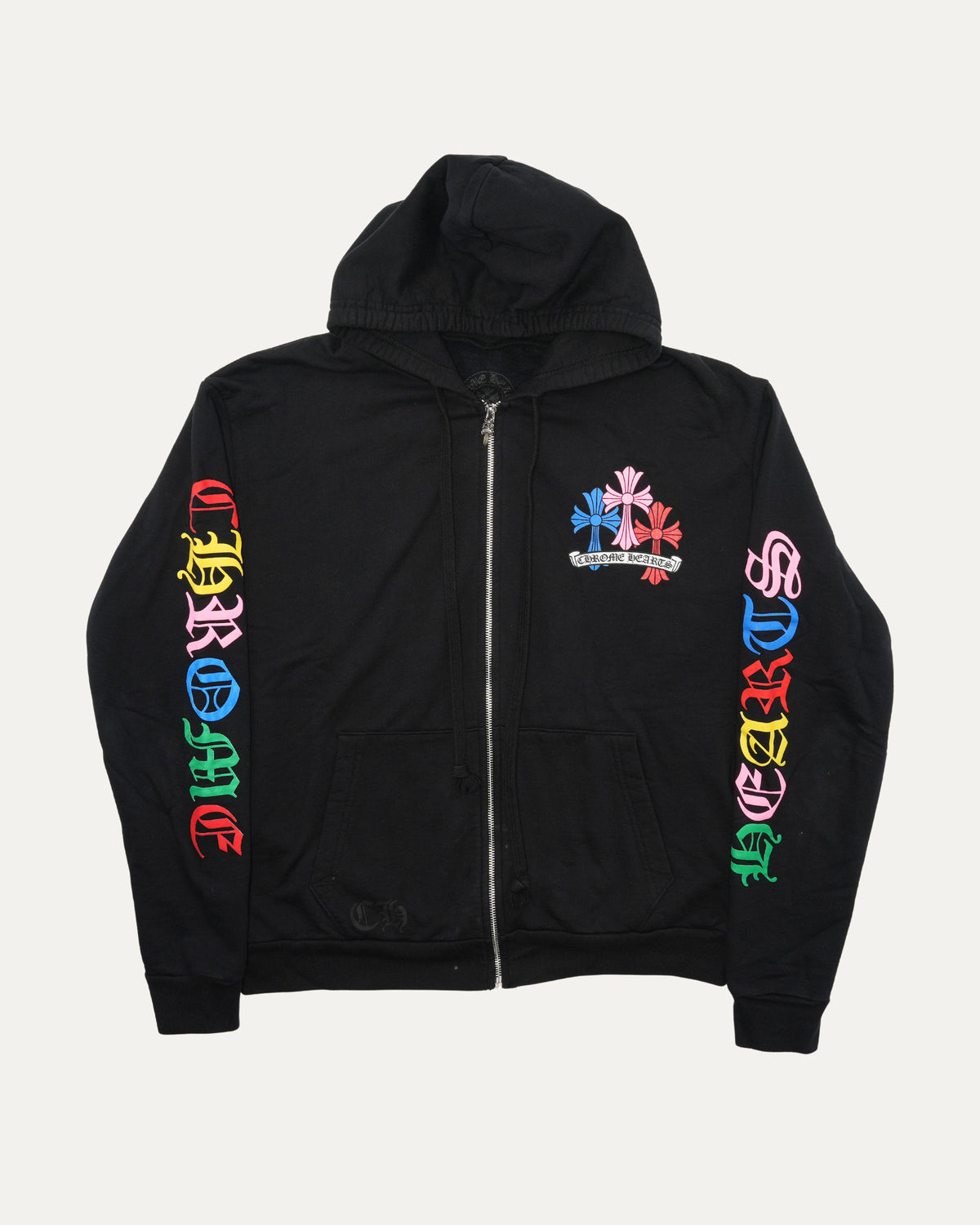 Multicolor Cross Print Zip Up Hoodie