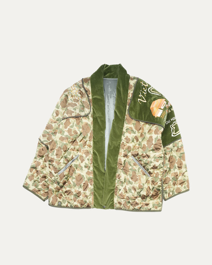 Rayon Satin Quilting Camo Kesa Sham Bomber Jacket